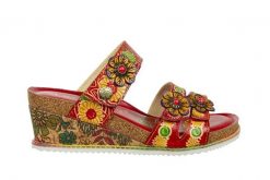 Klapki Laura Vita Bonito 19 Rouge 202064, Czerwony, Skóra naturalna - 37. Czerwone klapki Laura Vita, z aplikacjami, z materiału, bez obcasa, na koturnie. W wyprzedaży za 249.00 zł.