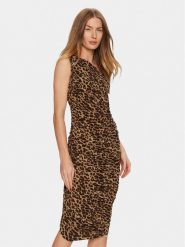 NORMA KAMALI Sukienka koktajlowa KK4223PL667438 Brązowy Slim Fit. Brązowe sukienki Norma Kamali, xs, bez wzorów, z syntetyku, wizytowe, bez kołnierzyka, bez ramiączek. Za 709.99 zł.