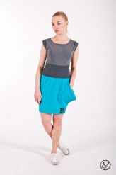 Spódnica z kieszenią turkus mini. Niebieskie spódnice Hultaj Polski, m, bez wzorów, z bawełny, mini, ołówkowe. Za 139.00 zł.
