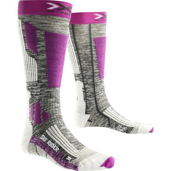 Skarpety narciarskie damskie X-Socks Ski Rider 2.0. Szare skarpety SIDAS, bez wzorów. W wyprzedaży za 57.00 zł.