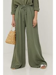 Rodier Lin Lniane spodnie w kolorze khaki rozmiar: L/XL. Brązowe spodnie materiałowe Rodier Lin, l, bez wzorów, ze lnu, z podwyższonym stanem. Za 145.45 zł.