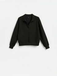 Bluza z dodatkiem modalu - morski. Zielone bluzy sportowe Reserved, l, bez wzorów, z dzianiny, bez kaptura. Za 109.99 zł.