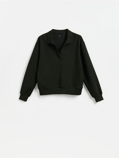 Bluza z dodatkiem modalu - morski. Zielone bluzy Reserved, l, bez wzorów, z dzianiny, bez kaptura. Za 109.99 zł.