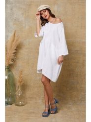 Joséfine Lniana sukienka "Direct" w kolorze białym rozmiar: L. Białe sukienki Joséfine, l, bez wzorów, ze lnu, bez kołnierzyka, bez ramiączek, mini. Za 152.99 zł.