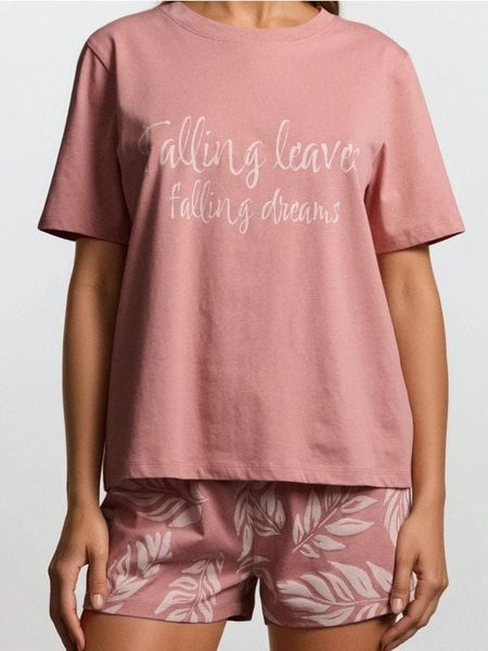 Piżama dwuczęściowa z napisem - fioletowy. Fioletowe piżamy Sinsay, bez wzorów, bez ramiączek. Za 39.99 zł.