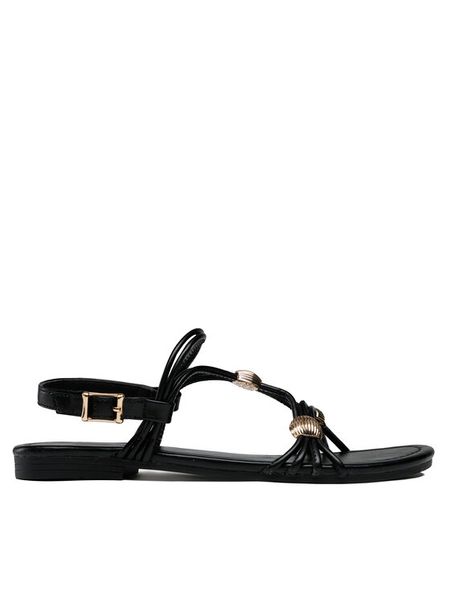 Jenny Fairy Sandały WS5295-09 Czarny. Czarne sandały Jenny Fairy, bez wzorów, ze skóry, bez obcasa, na płaskiej podeszwie, bez zapięcia. Za 79.99 zł.