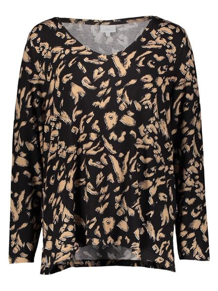 ONLY Koszulka w kolorze karmelowo-czarnym rozmiar: 50/52. Czarne bluzki Only, bez wzorów, bez kołnierzyka, bez ramiączek. Za 52.17 zł.