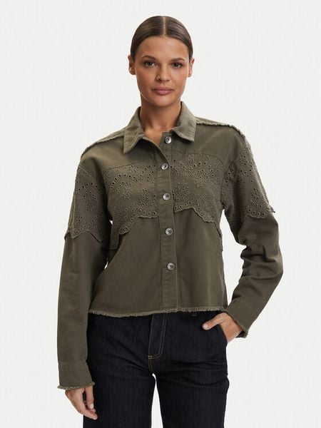 ONLY Kurtka koszulowa Elena 15232378 Zielony Regular Fit. Zielone kurtki Only, s, bez wzorów, z bawełny, bez kaptura. Za 164.99 zł.