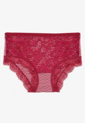 Bordowe Bawełniane Majtki Figi z Koronką Wexne. Czerwone figi Born2be, l, bez wzorów, z bawełny. Za 4.99 zł.