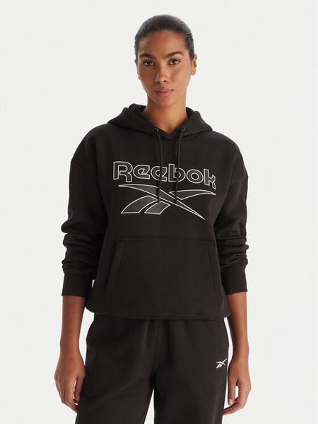 Reebok Bluza Cali RK25174CCW Czarny Regular Fit. Czarne bluzy Reebok, l, bez wzorów, z bawełny, bez kaptura. Za 109.99 zł.