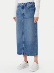 Tommy Hilfiger Spódnica jeansowa WW0WW46503 Niebieski Regular Fit. Niebieskie spódnice TOMMY HILFIGER, bez wzorów, z jeansu. Za 649.99 zł.
