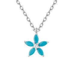 Naszyjnik srebrny z cyrkoniami - kwiat. Szare naszyjniki Apart, z cyrkonią, srebrne. Za 149.00 zł.