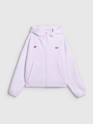 4F Bluza dresowa regular z kapturem damska - biała XS. Białe bluzy 4f, xs, bez wzorów, z dresówki, z kapturem. Za 199.99 zł.