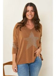 Curvy Lady Sweter w kolorze jasnobrązowym rozmiar: 44/46. Brązowe swetry Curvy Lady, bez wzorów, bez ramiączek. Za 164.92 zł.