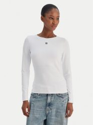 HUGO Bluzka Dasiia 50545208 Biały Slim Fit. Białe bluzki Hugo, m, bez wzorów, z syntetyku, bez kołnierzyka, bez ramiączek. Za 399.99 zł.