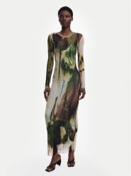 Desigual Sukienka codzienna Godiva 25WWVK41 Zielony Slim Fit. Zielone sukienki Desigual, na co dzień, xs, bez wzorów, z syntetyku, bez kołnierzyka, bez ramiączek, proste. Za 639.99 zł.