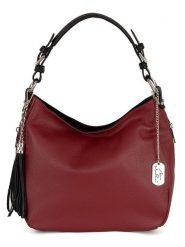 Anna Morellini Skórzana torebka "Fiorella" w kolorze bordowo-czarnym - 30 x 27 x 9 cm rozmiar: onesize. Czarne torby na ramię Anna Morellini, bez wzorów, z materiału, na ramię, bez dodatków. Za 323.50 zł.