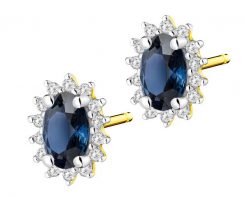 Kolczyki z żółtego złota z diamentami i szafirami - próba 585. Żółte kolczyki Apart, z diamentem, złote. Za 2,559.00 zł.