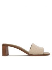 Calvin Klein Klapki Block Heel Sandal Aop HW0HW03016 Beżowy. Brązowe klapki Calvin Klein, bez wzorów, z materiału, bez obcasa. Za 529.99 zł.