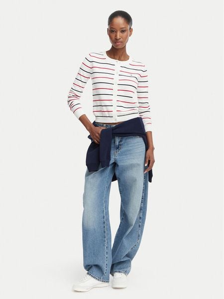 Tommy Jeans Kardigan DW0DW20976 Biały Regular Fit. Białe kardigany Tommy Jeans, xl, bez wzorów, z bawełny. Za 369.99 zł.