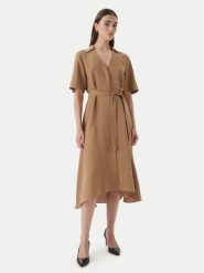 Marella Sukienka koszulowa Detto 2615221082 Brązowy Regular Fit. Brązowe sukienki Marella, bez wzorów, z wiskozy, bez kołnierzyka, bez ramiączek, koszulowe. Za 919.99 zł.