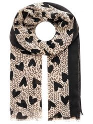Zwillingsherz Szal w kolorze beżowo-czarnym rozmiar: onesize. Brązowe szaliki Zwillingsherz, bez wzorów, ze splotem. Za 113.90 zł.