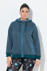 Damskie Bluza rozpinana z dzianiny i polaru wzór graficzny kaptur. Niebieskie bluzy Ulla Popken, plus size, bez wzorów, z dzianiny, bez kaptura. Za 349.99 zł.