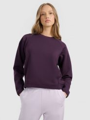 4F Bluza dresowa nierozpinana bez kaptura damska - fioletowa L. Fioletowe bluzy 4f, l, bez wzorów, z dresówki, bez kaptura. Za 199.99 zł.