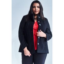 Czarna elegancka kurtka płaszcz Vera OVERSIZE PLUS SIZE WIOSNA. Czarne płaszcze Moda Size Plus Iwanek, na wiosnę, plus size, bez wzorów, z tkaniny, bez kaptura. Za 269.00 zł.