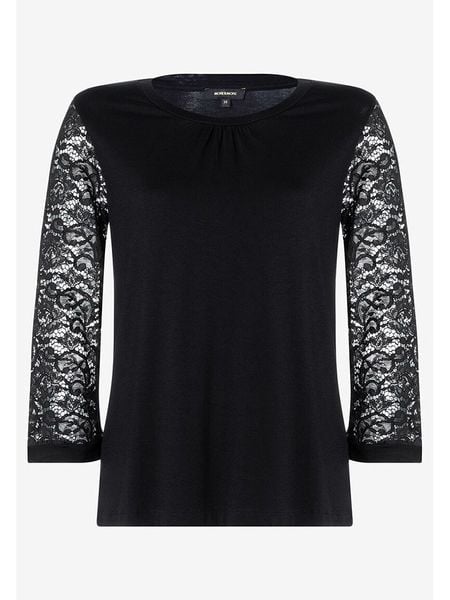 More & More Bluzka w kolorze czarnym rozmiar: 40. Czarne bluzki More & More, s, bez wzorów, z koronki, klasyczne, bez kołnierzyka, bez ramiączek. Za 121.51 zł.