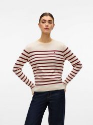 ONLY Sweter w kolorze kremowo-bordowym rozmiar: L. Brązowe swetry Only, l, bez wzorów, bez ramiączek. Za 122.96 zł.