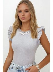 Trend Alacati Koszulka w kolorze szarym rozmiar: L. Szare bluzki Trend Alacati, l, bez wzorów, z bawełny, bez kołnierzyka, bez ramiączek. Za 72.95 zł.