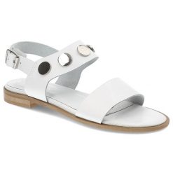 Białe Sandały Chebello Damskie Modne Buty Letnie. Białe sandały CheBello, bez wzorów, ze skóry, eleganckie, bez obcasa, na obcasie, bez zapięcia. Za 209.00 zł.