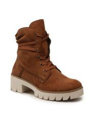 Botki Rieker. Niebieskie botki Rieker, bez wzorów, bez obcasa, na płaskiej podeszwie, bez zapięcia. Za 349.99 zł.