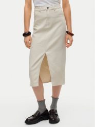 Vero Moda Spódnica jeansowa Veri 10295731 Beżowy Regular Fit. Brązowe spódnice Vero Moda, xs, bez wzorów, z bawełny. Za 89.99 zł.