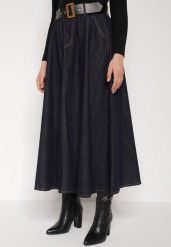 Granatowa Jeansowa Spódnica Midi z Paskiem Suera. Niebieskie spódnice Born2be, l, bez wzorów, z jeansu, midi. Za 149.99 zł.