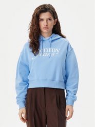 Tommy Jeans Bluza Script DW0DW20306 Niebieski Relaxed Fit. Niebieskie bluzy Tommy Jeans, s, bez wzorów, z bawełny, bez kaptura. Za 219.99 zł.