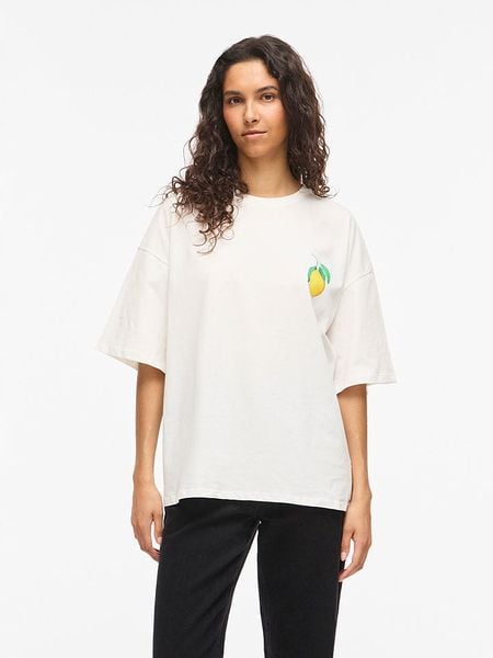 Vila Koszulka "Vilemon" w kolorze białym rozmiar: XL. Białe bluzki Vila, xl, bez wzorów, bez kołnierzyka, bez ramiączek. Za 73.95 zł.