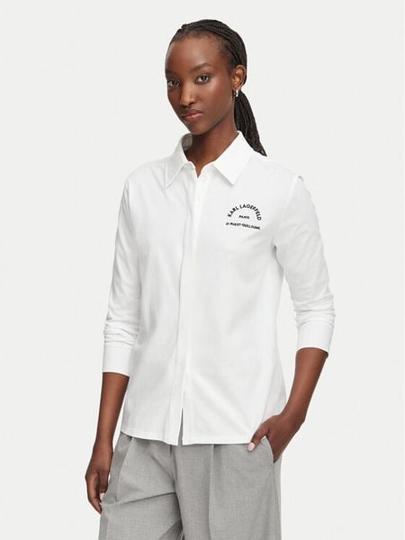 KARL LAGERFELD Koszula B3W11025 Biały Regular Fit. Białe koszule KARL LAGERFELD, l, bez wzorów, z bawełny, bez kołnierzyka, bez ramiączek. Za 649.99 zł.