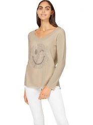 Heine Koszulka w kolorze beżowym rozmiar: 40. Brązowe bluzki Heine, bez wzorów, z bawełny, bez kołnierzyka, bez ramiączek. Za 56.93 zł.