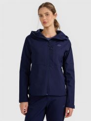 4F Kurtka softshell wiatroodporna membrana 10000 damska - granatowa XS. Niebieskie kurtki sportowe 4f, s, bez wzorów, z materiału, bez kaptura, trekkingowe, primaloft. Za 399.99 zł.