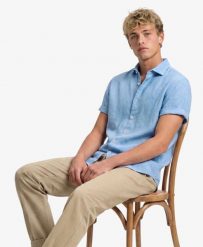 Superdry Koszula Riviera z krótkim rękawem, len – Sky Blue Chambray. Niebieskie koszule Superdry, l, bez wzorów, ze lnu, bez kołnierzyka, bez ramiączek. Za 288.95 zł.