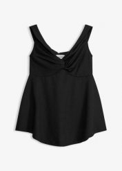 Top z odkrytymi ramionami ze strukturalnego materiału. Czerwone topy bonprix, bez wzorów, bez kołnierzyka, bez ramiączek. Za 27.99 zł.