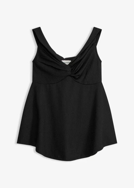 Top z odkrytymi ramionami ze strukturalnego materiału. Czerwone topy bonprix, bez wzorów, bez kołnierzyka, bez ramiączek. Za 27.99 zł.