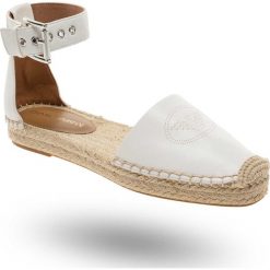 ESPADRYLE Emporio Armani. Białe espadryle Emporio Armani, bez wzorów, ze skóry, bez obcasa, na koturnie, bez zapięcia. Za 491.40 zł.