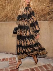 Milan Kiss Sukienka w kolorze karmelowo-czarnym rozmiar: L. Brązowe sukienki Milan Kiss, l, bez wzorów, bez kołnierzyka, bez ramiączek, maxi. Za 216.73 zł.