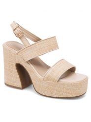 DeeZee Sandały KY8505-1 Beżowy. Brązowe sandały DeeZee, bez wzorów, z materiału, bez obcasa, na słupku, bez zapięcia. Za 149.99 zł.