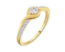 Pierścionek z żółtego i białego złota z diamentami - 0,10 ct - próba 585. Białe pierścionki Apart, z diamentem, złote. Za 2,590.00 zł.