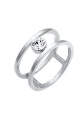 Elli PREMIUM Damskipodwójny soliter błyszczący 925 Sterling Silver Pierścionki 1 ct. Szare pierścionki Elli PREMIUM, z kryształem, srebrne. Za 103.99 zł.