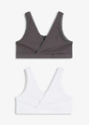 Biustonosz bustier dwustronny z miękką bawełną organiczną (2 szt.). Białe biustonosze bonprix, bez wzorów, z bawełny. Za 95.98 zł.